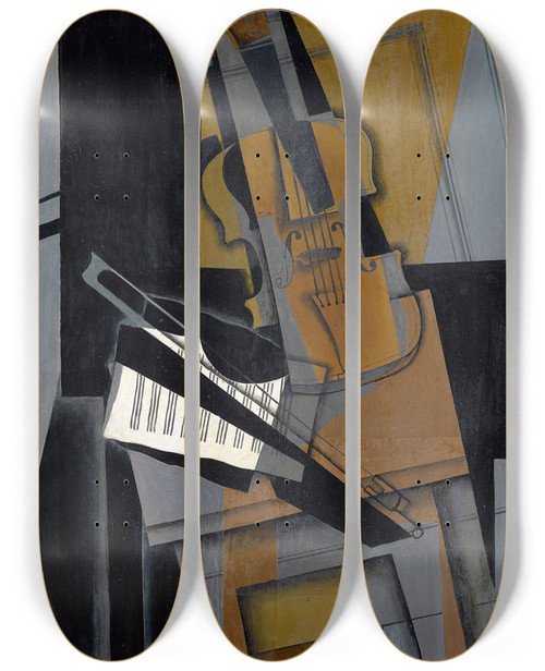 Triptych art skateboard deck of Juan Gris The Violin by Juan Gris (1887-1927)
