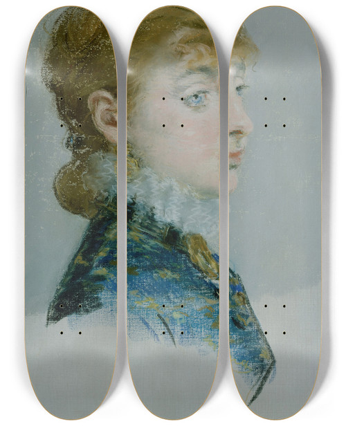 Triptych art skateboard deck of Douard Manet Emilielouise Delabigne 18481910 Called Valtesse De La Bigne by douard Manet (1832-1883)