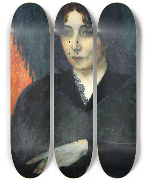 Triptych art skateboard deck of Olof Sagernelson Portrait Of Mme Huot by Olof Sager-Nelson (1868-1896)