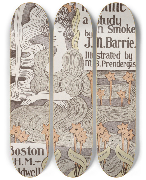Triptych art skateboard deck of Maurice Prendergast My Lady Nicotine by Maurice Prendergast (1858-1924)