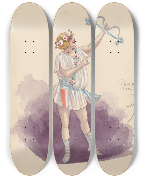 Triptych art skateboard deck of Will R Barnes Untitled_74 by Will R Barnes (1939)