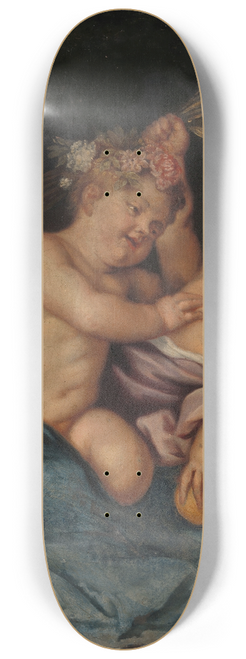 Follower of Thomas Willeboirts Bosschaert - Two Infants, Personifications of Spring and Autumn 8.25 inch art skate deck