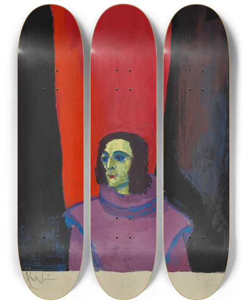 Triptych art skateboard deck of Karl Wiener Ohne Titel Ii_4 by Karl Wiener (1901-1949)