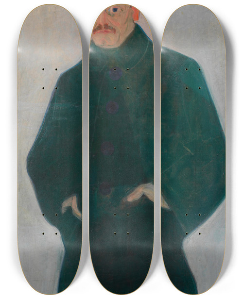 Triptych art skateboard deck of Anton Faistauer Andreas Thom Schriftsteller by Anton Faistauer (1887-1930)