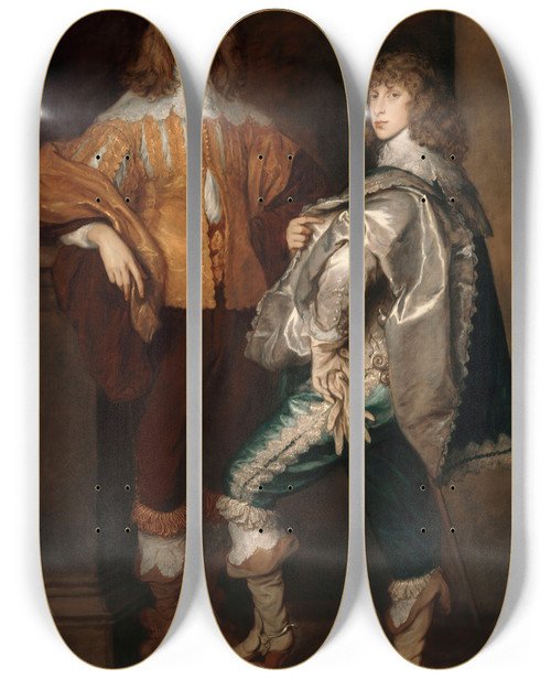 Triptych art skateboard deck of Thomas Gainsborough Lords John And Bernard Stuart by Thomas Gainsborough (1727-1788)