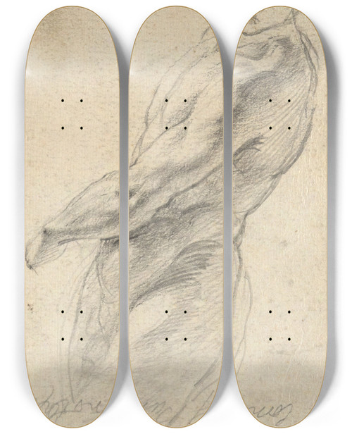 Triptych art skateboard deck of John Trumbull Untitled From Folio Sketches In France And Germany_2 by John Trumbull (1756-1843)