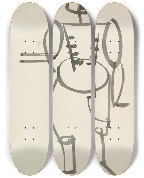 Triptych art skateboard deck of Henri Gaudierbrzeska Standing Male by Henri Gaudier-Brzeska (1891-1915)