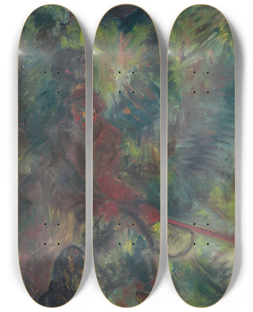 Triptych art skateboard deck of Arnold Peter Weiszkubnan Poachers by Arnold Peter Weisz-Kubnan (1898-1944)