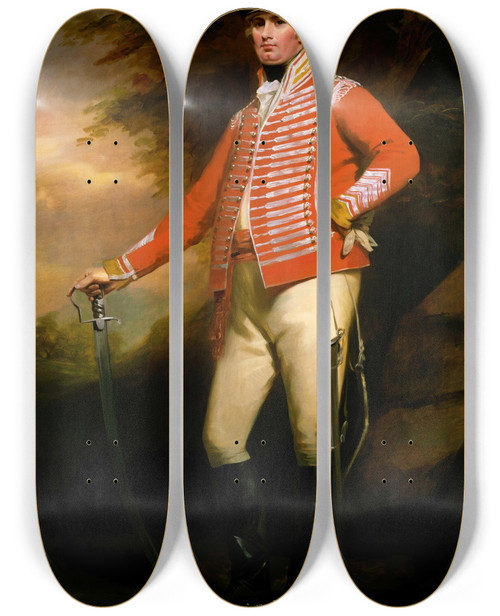 Triptych art skateboard deck of Sir Henry Raeburn Portrait Of Lieutenant Colonel William Shirriff Heics by Sir Henry Raeburn (1756-1823)