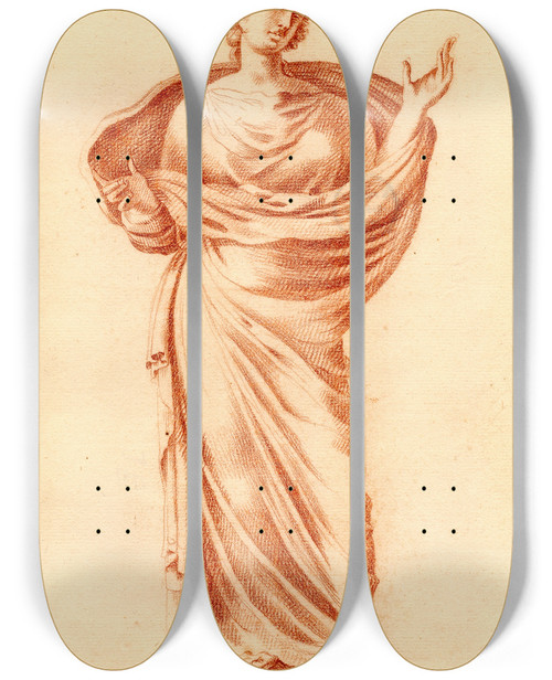 Triptych art skateboard deck of Cornelis Pronk Beeld Van Juno by Cornelis Pronk (1691-1759)