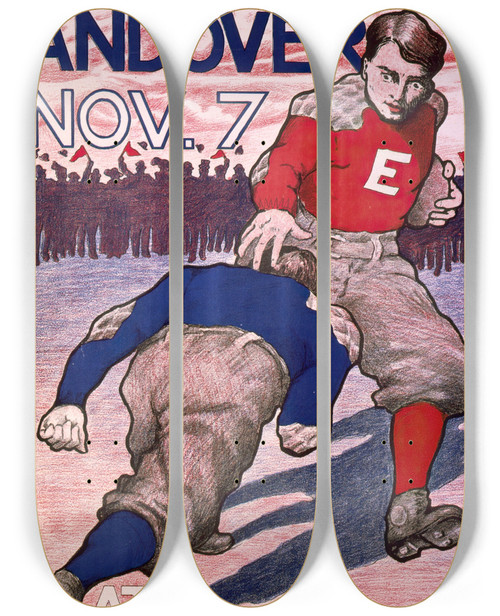 Triptych art skateboard deck of Bristow Adams Exeter Vs Andover Nov 7 At Exeter by Bristow Adams (1875-1956)