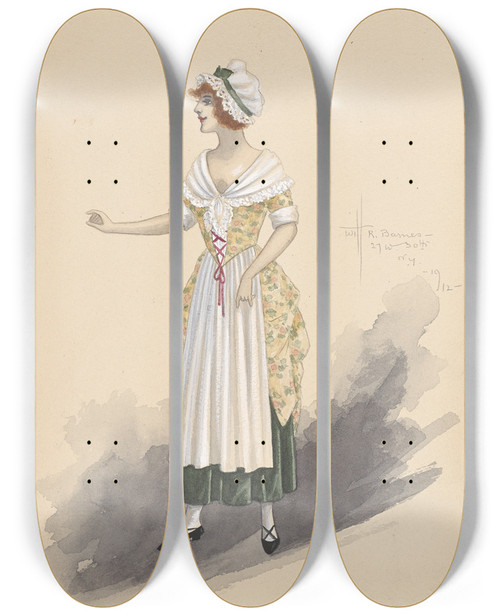 Triptych art skateboard deck of Will R Barnes Kathleen by Will R Barnes (1939)