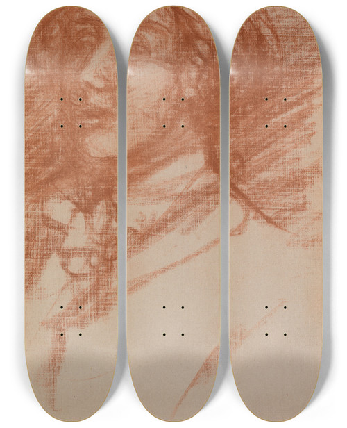 Triptych art skateboard deck of Charles Edward Conder Portrait Of A Man by Charles Edward Conder