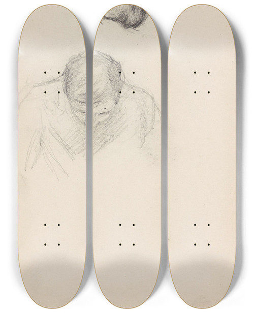 Triptych art skateboard deck of Signe Scheel Johan Christian Rder Scheel Bror by Signe Scheel (1860-1942)