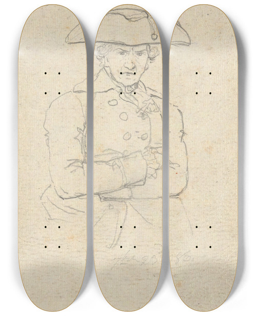 Triptych art skateboard deck of John Trumbull Untitled From Folio Sketches In France And Germany_3 by John Trumbull (1756-1843)