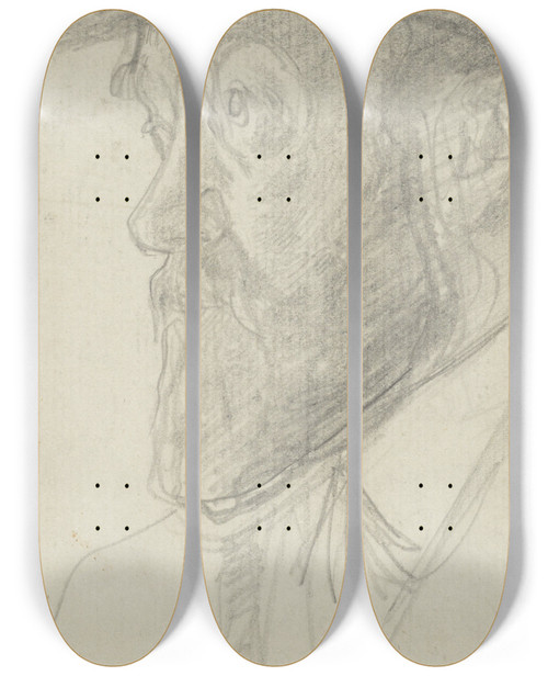 Triptych art skateboard deck of Jan Veth Portret Van De Beeldhouwer Lambertus Zijl_2 by Jan Veth (1864-1925)