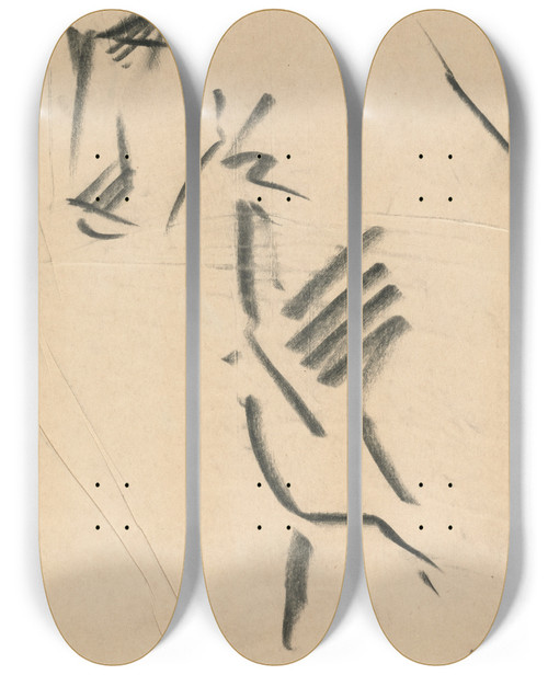 Triptych art skateboard deck of Henri Gaudierbrzeska Threequarter View Of A Lioness by Henri Gaudier-Brzeska (1891-1915)