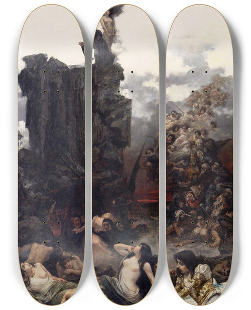 Triptych art skateboard deck of Vicente Nicolau Cotanda The Vision Of Fray Martn by Vicente Nicolau Cotanda (1852-1898)