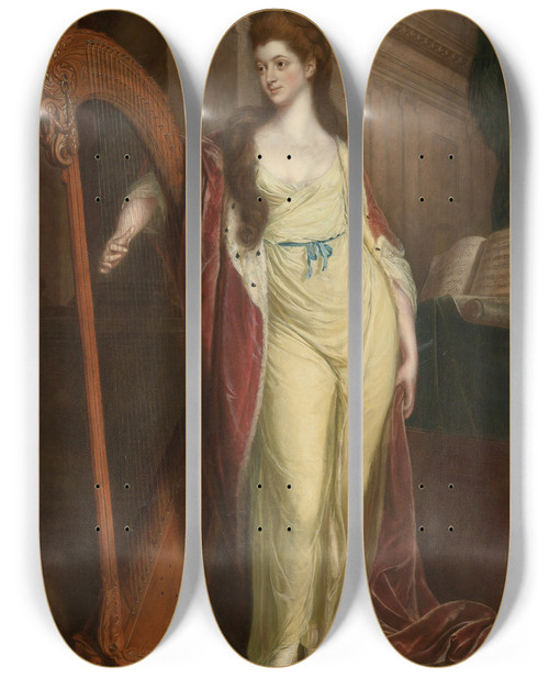 Triptych art skateboard deck of Thomas Beach Portrait Of Elizabeth Lady Craven Later Margravine Of Anspach by Thomas Beach (1738-1806)