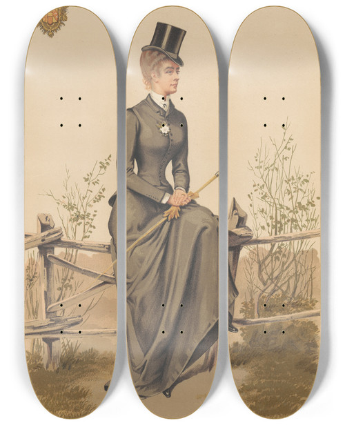 Triptych art skateboard deck of Constantine Von De Grimm Vanity Fair Ladies Him The Empress Of Austria Elizabeth Amalie Eugenie April 5 1884_2 by Constantine von de Grimm