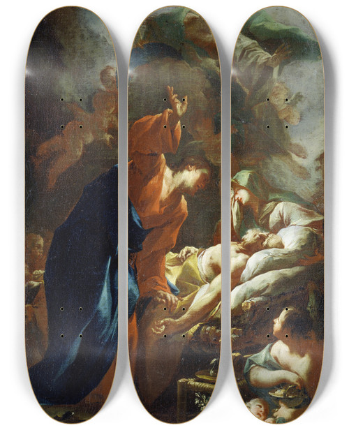 Triptych art skateboard deck of Paul Troger The Death Of Joseph by Paul Troger (1698-1762)