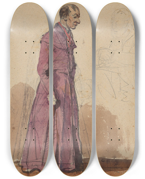 Triptych art skateboard deck of Piotr Michaowski Portrait Of Bishop Towski by Piotr Michalowski (1800-1855)