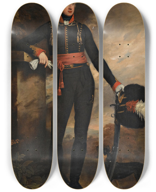 Triptych art skateboard deck of Sir Godfrey Kneller Portrait Of Charles Lord Bruce by Sir Godfrey Kneller (1646-1723)