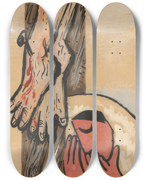 Triptych art skateboard deck of Mikul Galanda Under The Cross by Mikulas Galanda (1895-1938)