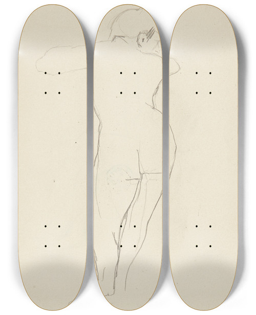 Triptych art skateboard deck of Adolf Sternschuss Akt Stojcej Kobiety_8 by Adolf Sternschuss (1873-1915)
