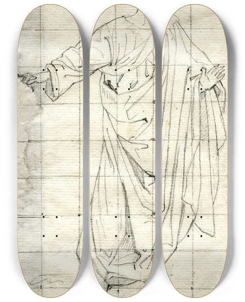 Triptych art skateboard deck of David Humbert De Superville St Peter Fresco From The Brancacci Chapel by David Humbert De Superville (1770-1849)