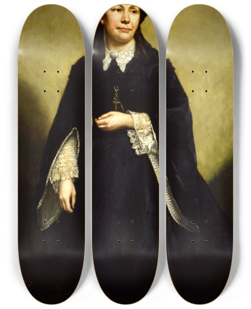 Triptych art skateboard deck of George Peter Alexander Healy Mrs William Tecumseh Sherman by George Peter Alexander Healy (1813-1894)