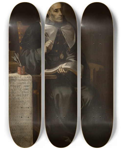 Triptych art skateboard deck of Juan De Valds Leal Portrait Of Anecclesiastic by Juan de Valds Leal (1622-1690)