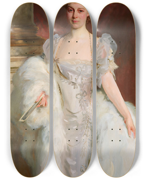 Triptych art skateboard deck of John Singer Sargent Portrait Of Mrs Jp Morgan Jr Nee Jane Norton Grew 18681925 by John Singer Sargent (1856-1925)