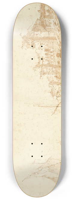 Francesco Guardi - An Imaginary View of a Venetian Lagoon, with a Fortress by the Shore 8.25 inch art skate deck