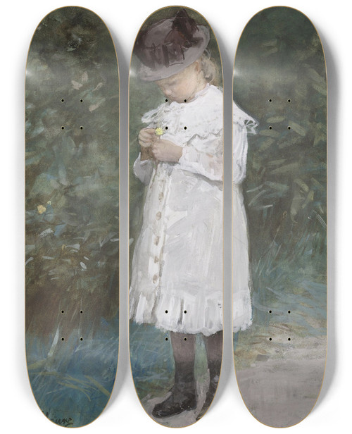 Triptych art skateboard deck of Anton Mauve Elisabeth Mauve B 1875 Daughter Of The Artist by Anton Mauve (1838-1888)