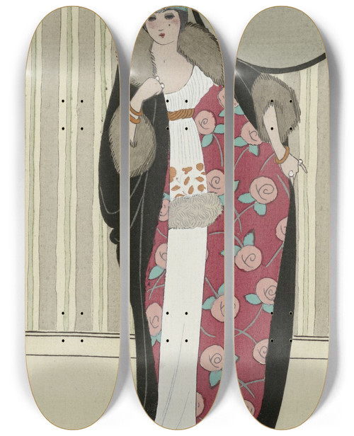 Triptych art skateboard deck of George Barbier Journal Des Dames Et Des Modes The Fashion Illustrators_2 by George Barbier (1882-1932)