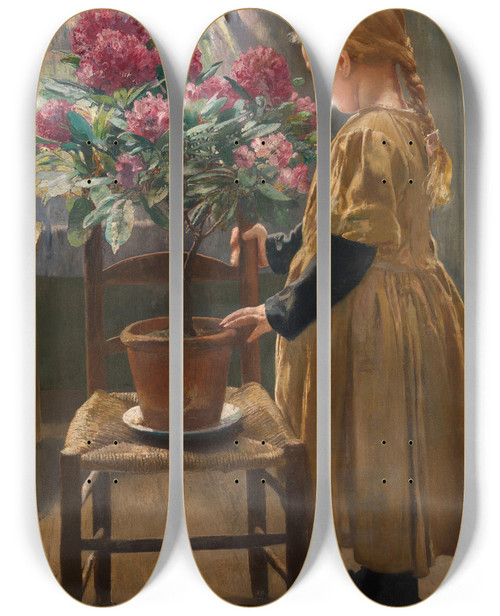 Triptych art skateboard deck of Lon Frdric Gabrielle Frederic The Artists Daughter by Frederic Leon (1856-1940)