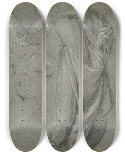 Triptych art skateboard deck of Jacob Adriaensz Backer Juno by Jacob Adriaensz Backer (1609-1651)