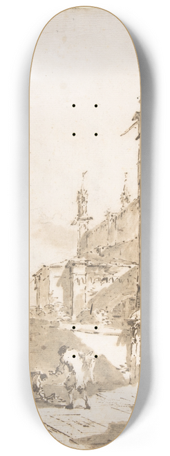 Francesco Guardi - Dice Players in a Venetian Square 8.25 inch art skate deck
