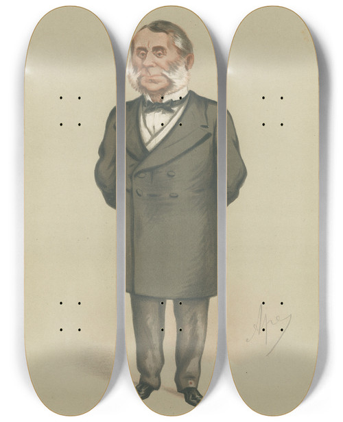 Triptych art skateboard deck of Carlo Pellegrini Railway Officials The Railway Interest Sir Edward William Watkin November 6 1875 by Carlo Pellegrini (1839-1889)
