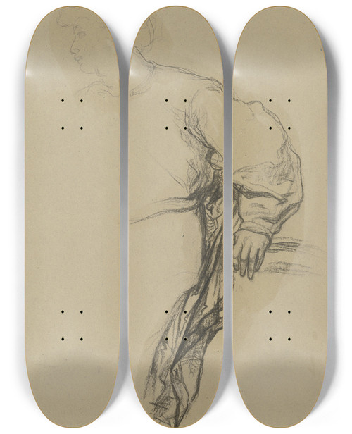 Triptych art skateboard deck of Victor Mller Linker Arm Des Romeo Mit Gewandangabe by Victor Muller (1829-1871)