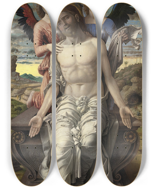 Triptych art skateboard deck of Andrea Mantegna Christ As The Suffering Redeemer by Andrea Mantegna (1431-1506) Triptych art skateboard deck of Andrea Mantegna Christ As The Suffering Redeemer by Andrea Mantegna (1431-1506)
