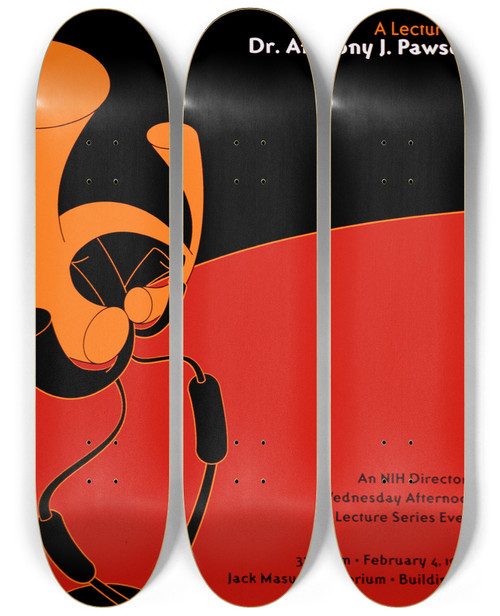Triptych art skateboard deck of National Institutes Of Health Protein Modules In Signal Transduction by National Institutes Of Health (1887)
