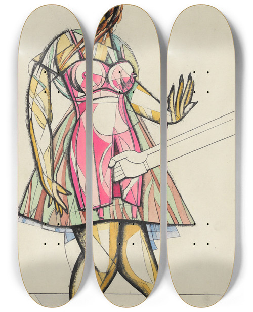 Triptych art skateboard deck of Karl Wiener Schrecken_2 by Karl Wiener (1901-1949)