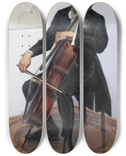 Triptych art skateboard deck of Micha Wiktor Czepita Portrait Of A Man by Michal Wiktor Czepita (1884-1941)