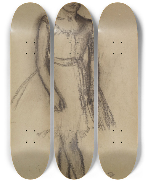 Triptych art skateboard deck of Edgar Degas Danseuse Encinquime Position by Edgar Degas (1834-1917)