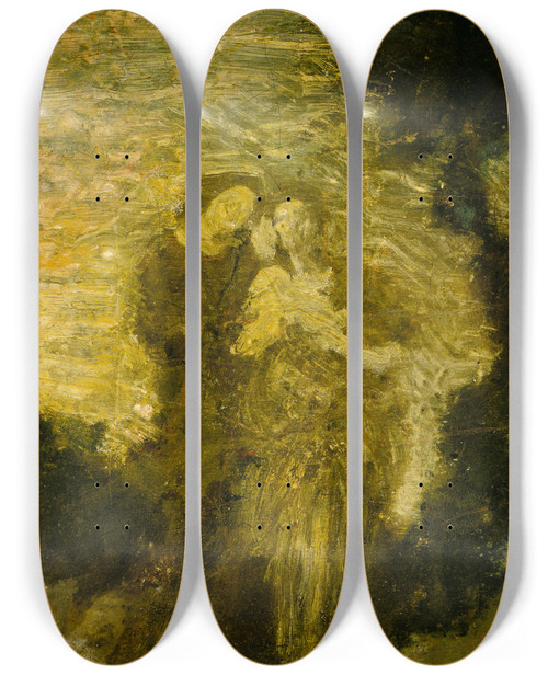 Triptych art skateboard deck of Albert Pinkham Ryder Florizel And Perdita by Albert Pinkham Ryder (1847-1917)
