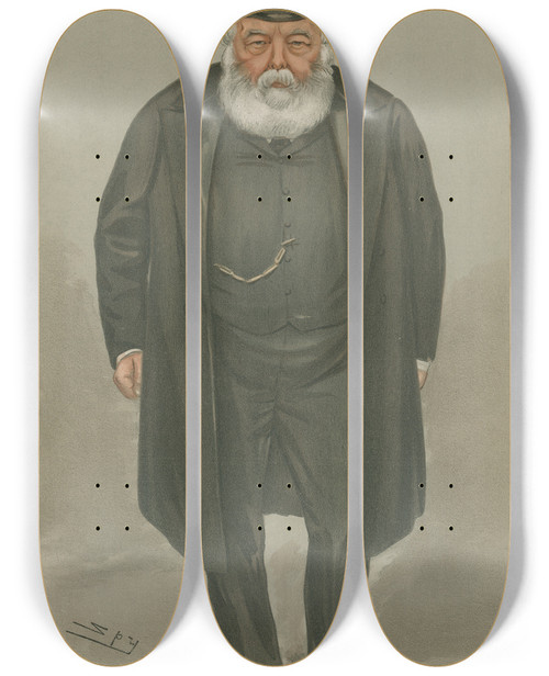 Triptych art skateboard deck of Leslie Matthew Ward Prime Ministers The Prime Minister Third Marquis Of Salisbury 20 December 1900 by Leslie Matthew Ward (1851-1922)