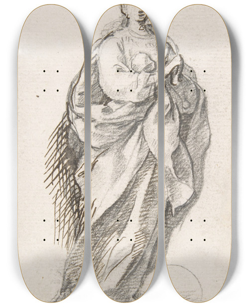 Triptych art skateboard deck of Pedro Duque Y Cornejo Virgin Of The Immaculate Conception Standing On Clouds_4 by Pedro Duque Y Cornejo (1677-1757)