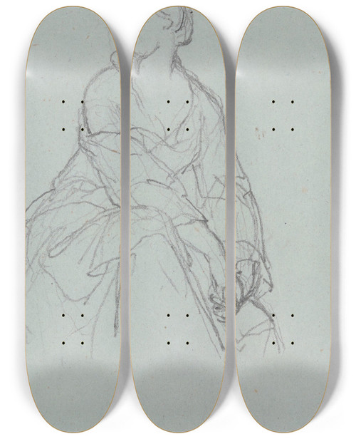 Triptych art skateboard deck of Nicaise De Keyser Portrait Of A Woman_26 by Nicaise De Keyser (1813-1887)